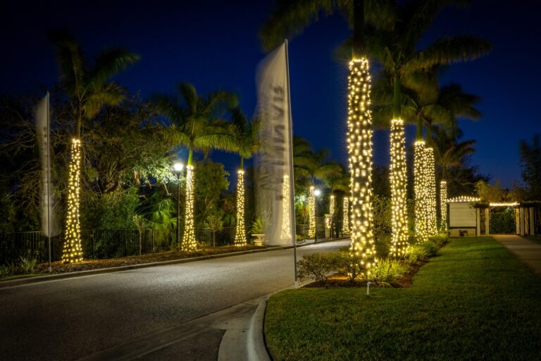 community-entrance-with-lit-up-palm-trees